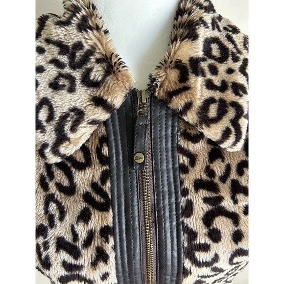 Vintage Super Lucky Cat Y2K Sweater Vest Burgundy Faux Fur Collar Mobwife Sz M - Picture 2 of 4